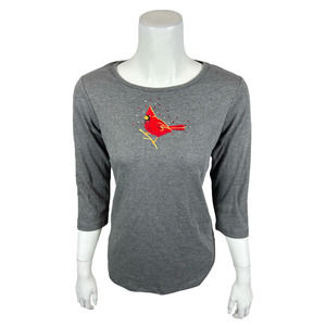 Quacker Factory Set of 2 Fall Fun 3/4 Sleeve T-Shirts Grey/Wine XX-Small Size